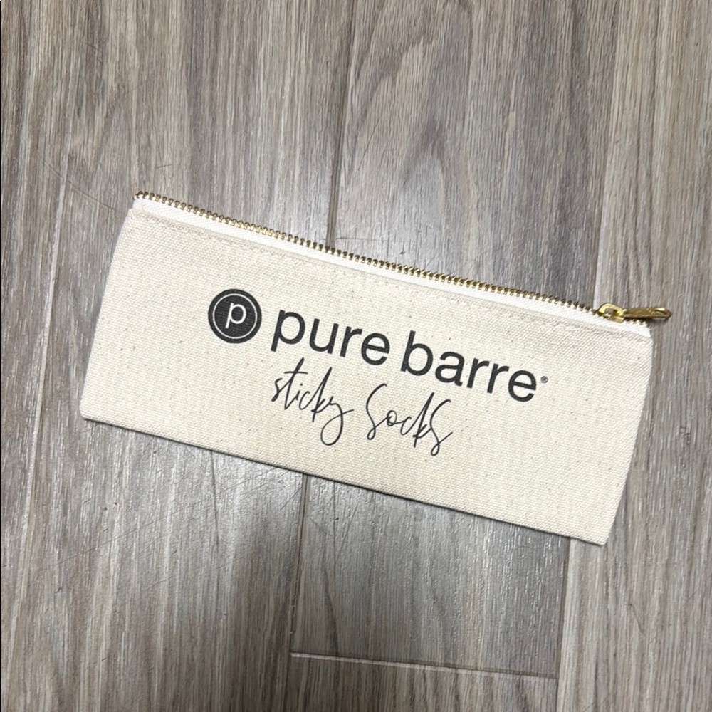 Pure Barre Canvas Sticky Sock Zipper Pouch